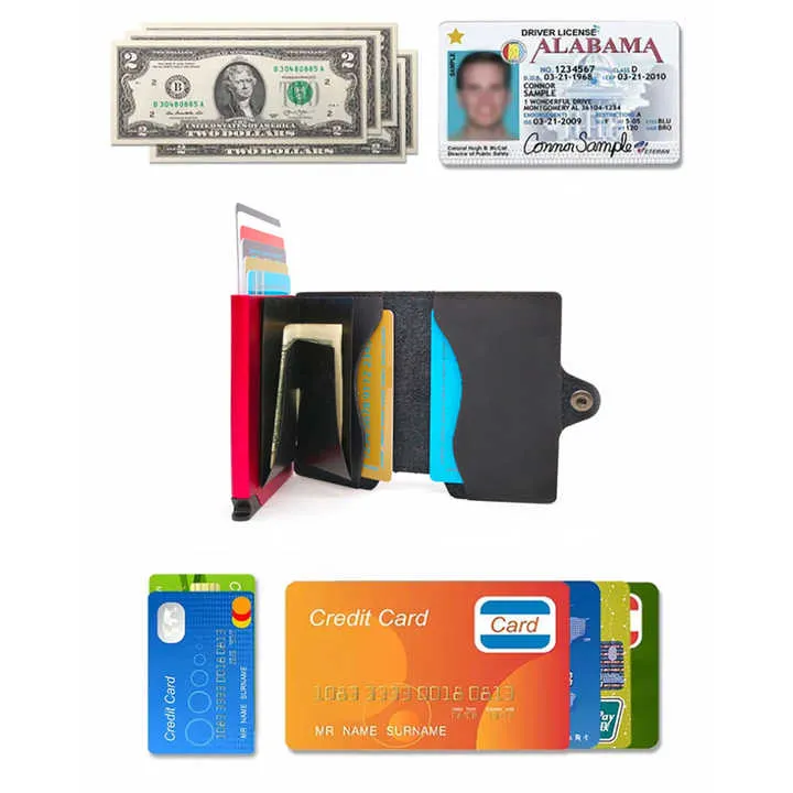 حالة غطاء المحفظة بو الجلود الذكية محفظة . Wallet Cover Case PU Leather Smart Wallet Aluminum