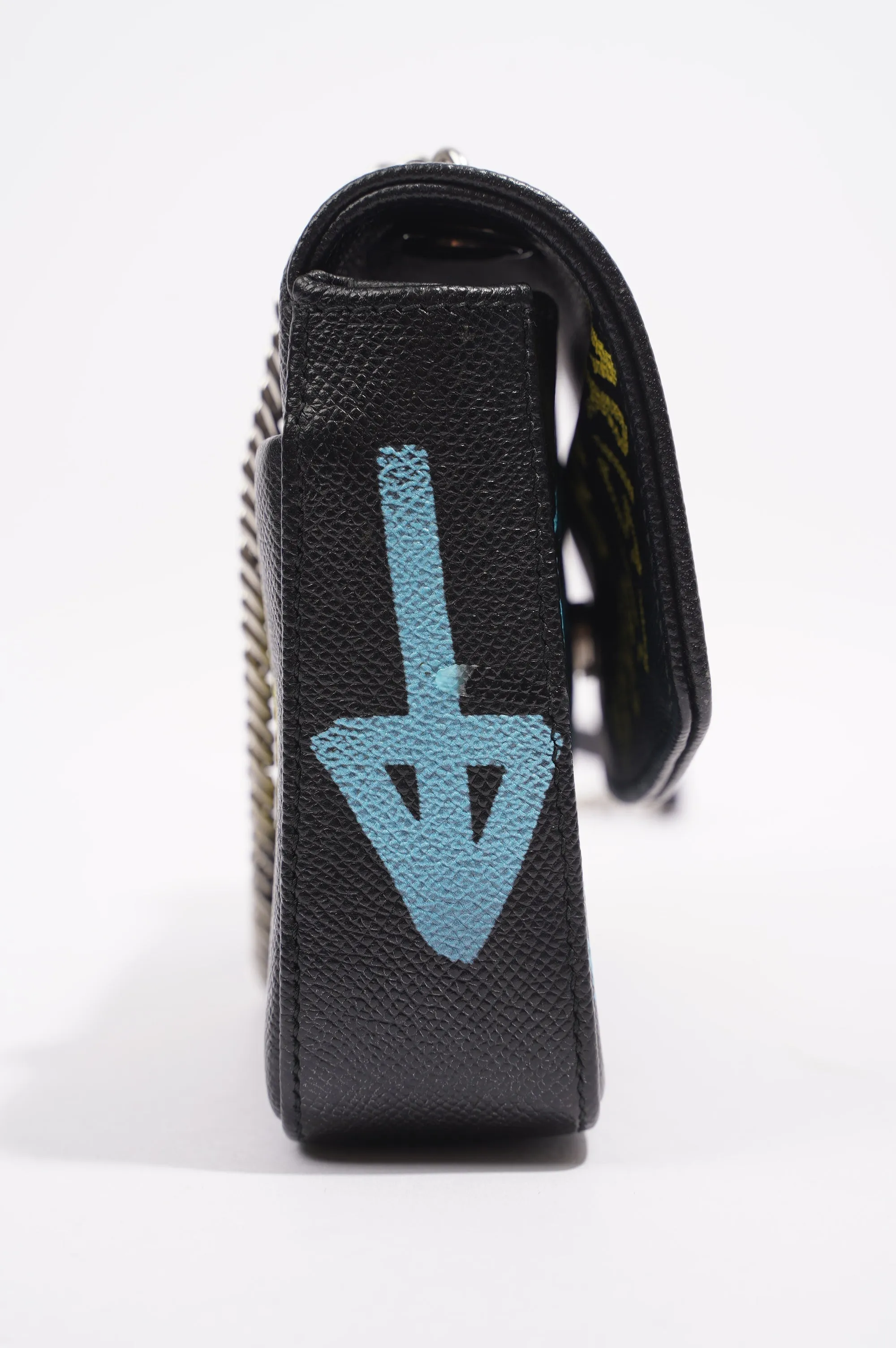 Balenciaga BB Graffiti Chain Wallet  Black / Blue / Pink Leather