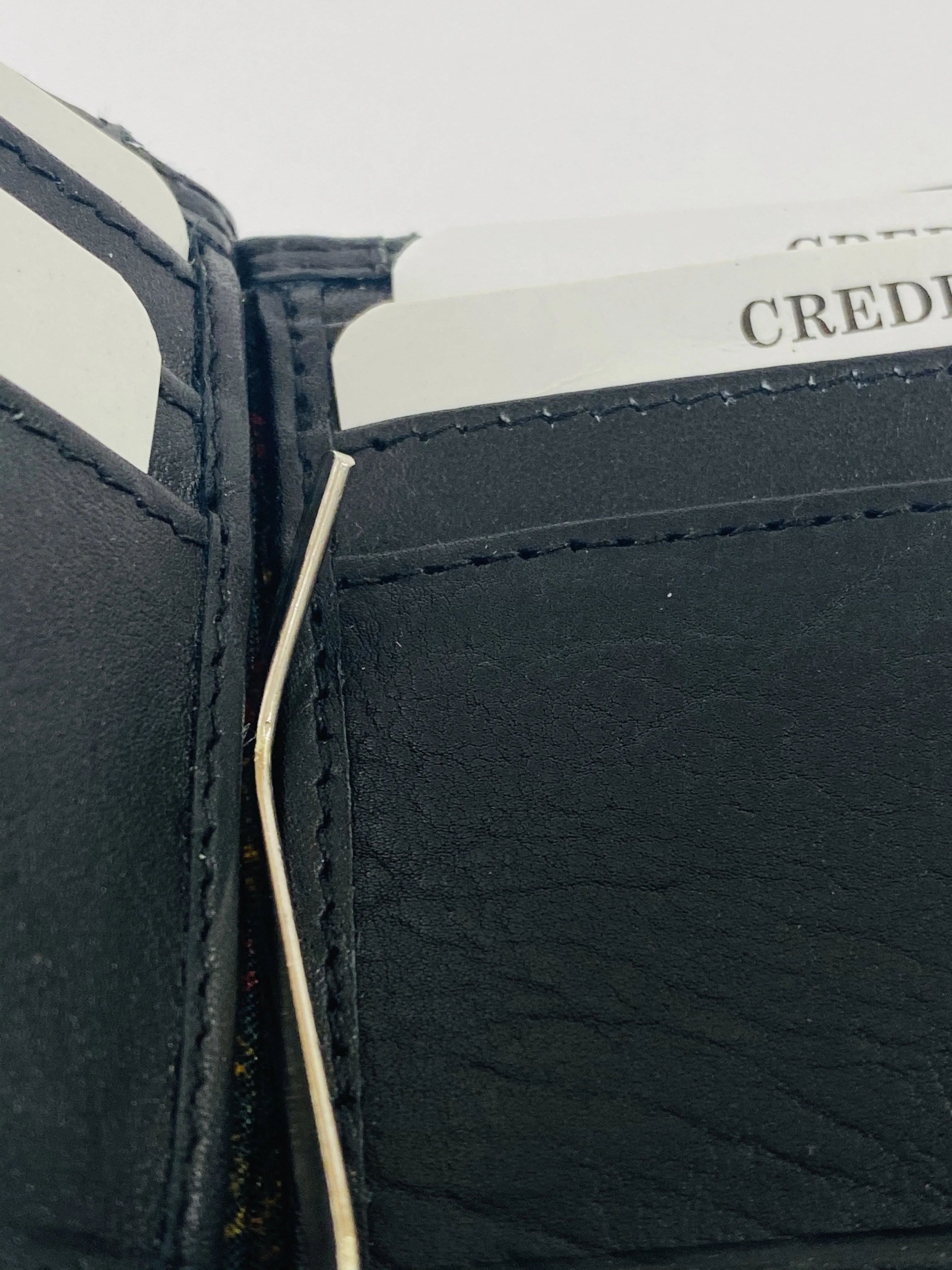 Black Bifold Wallet Featuring Front Credit Card Slots and Money Clip Made with Genuine Leather