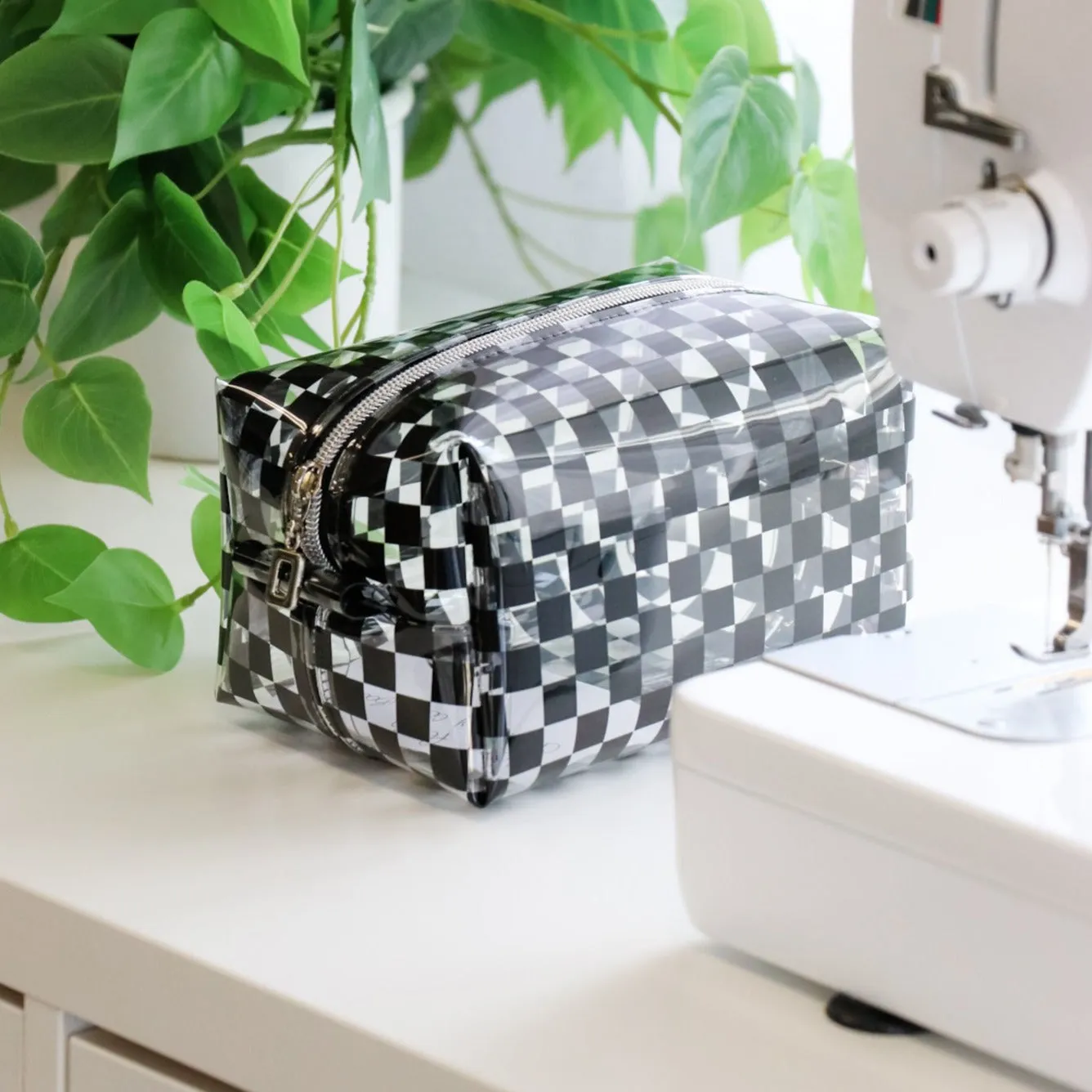 Black Checkerboard Print Clear TPU Vinyl
