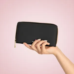 Black Color Best Zipper Wallet, Solid Color Long Compact Designer Premium Quality Women's Wallet