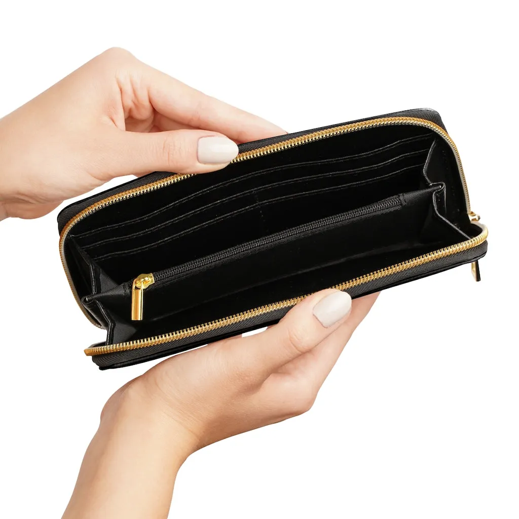 Black Color Best Zipper Wallet, Solid Color Long Compact Designer Premium Quality Women's Wallet