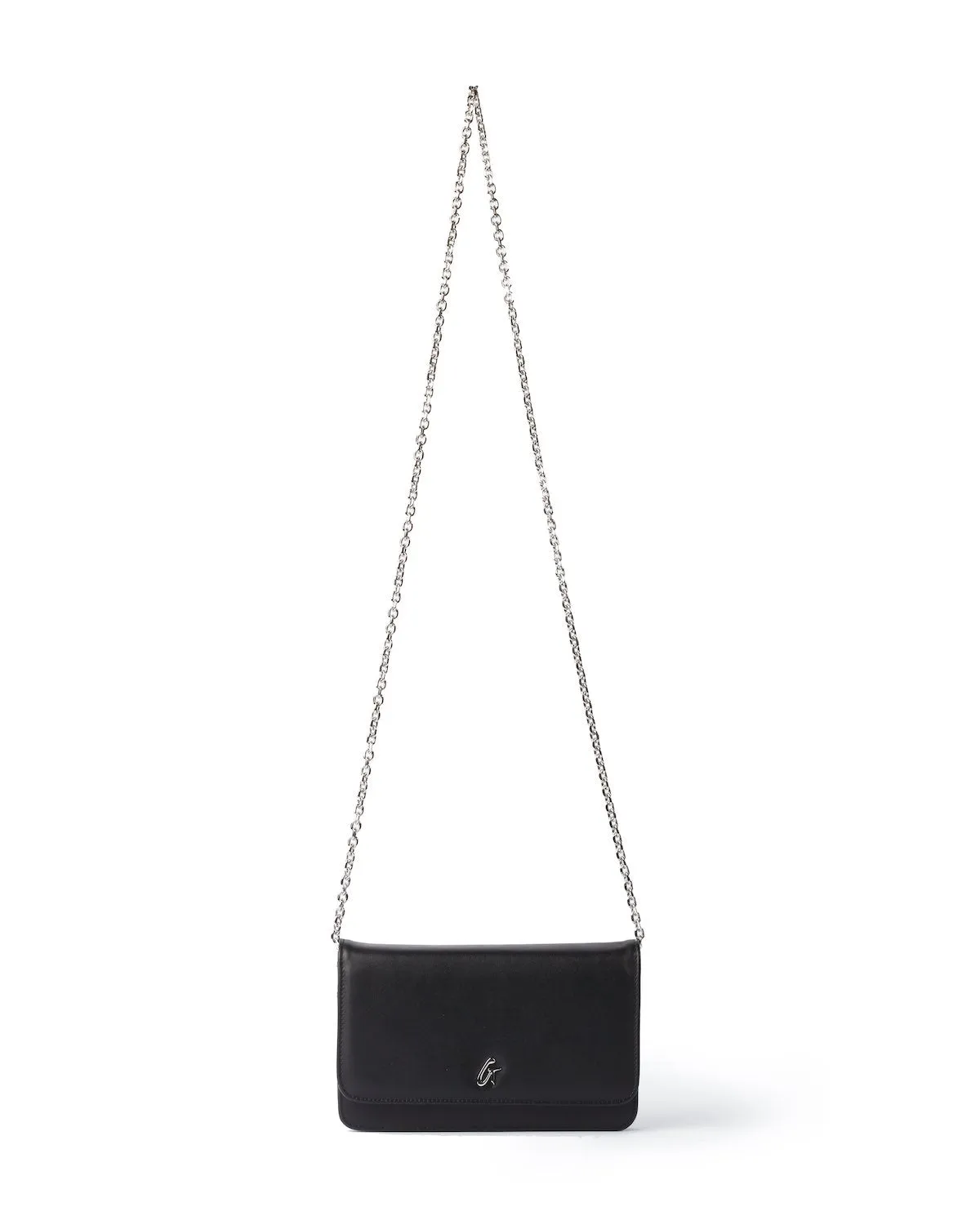 BLACK STANDARD WALLET ON CHAIN-SILVER