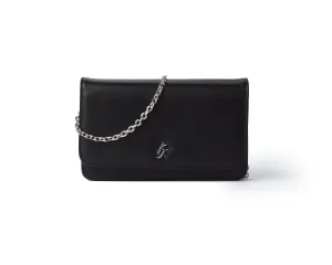 BLACK STANDARD WALLET ON CHAIN-SILVER