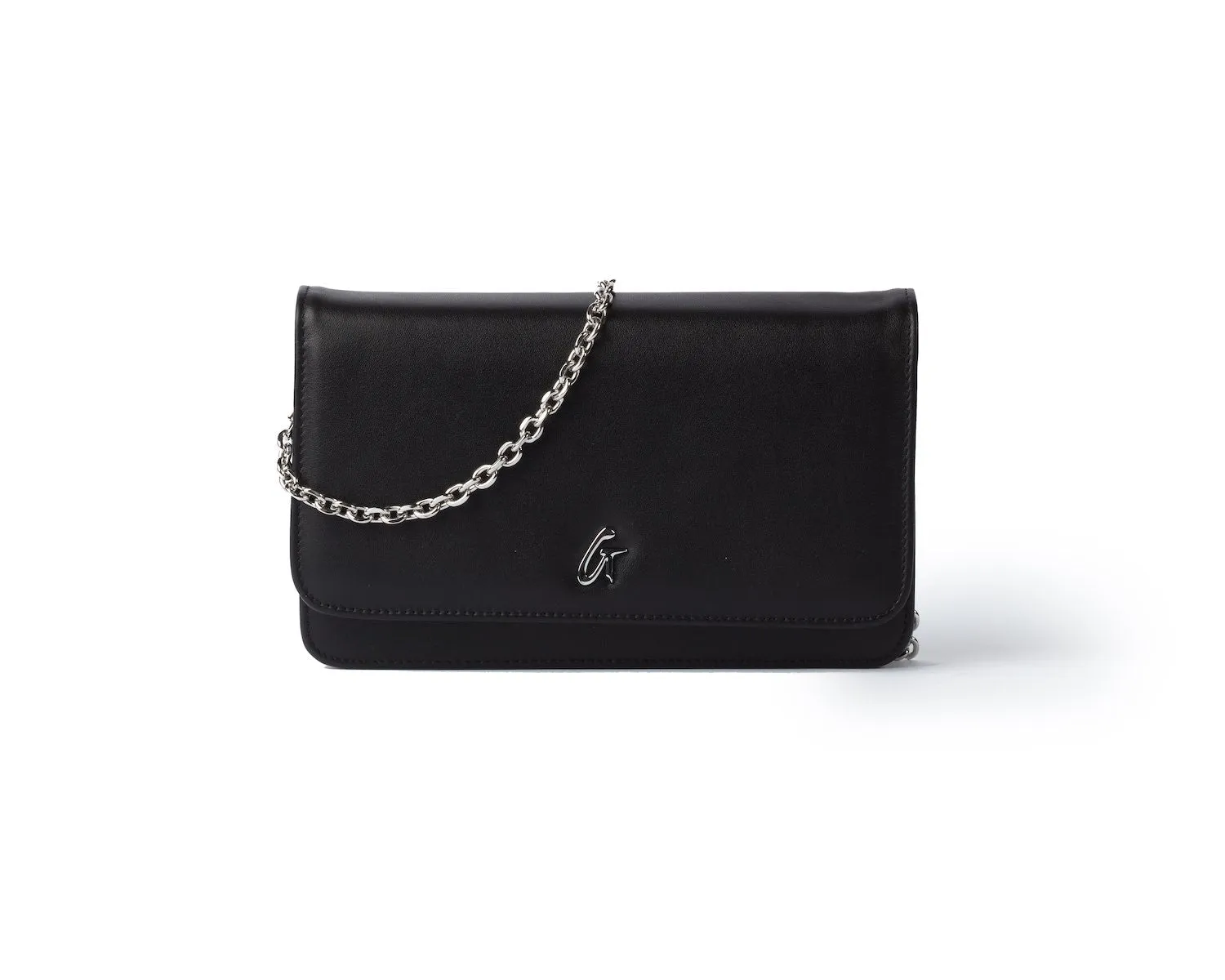BLACK STANDARD WALLET ON CHAIN-SILVER