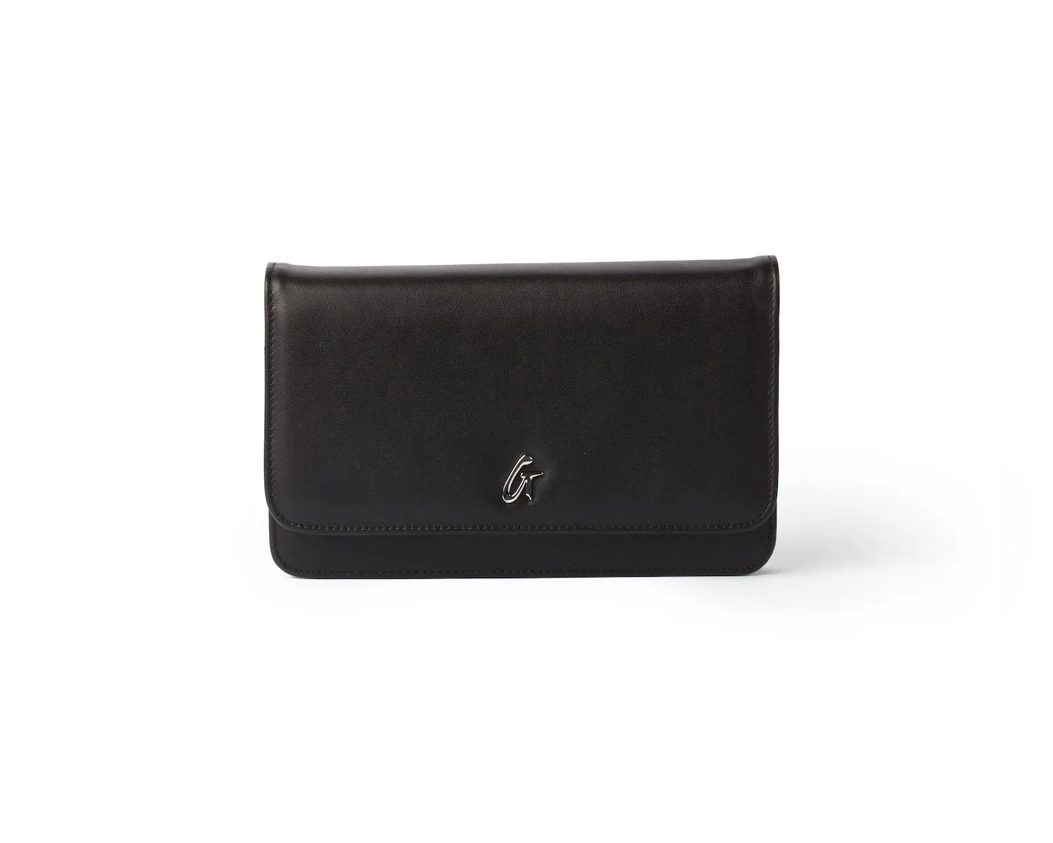BLACK STANDARD WALLET ON CHAIN-SILVER
