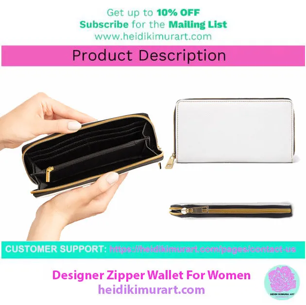 Bright Pink Color Zipper Wallet, Solid Pink Color Long Compact Designer Premium Quality Women's Wallet