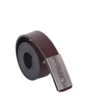 Calvin Klein Men's Crested Brown Leather Belt