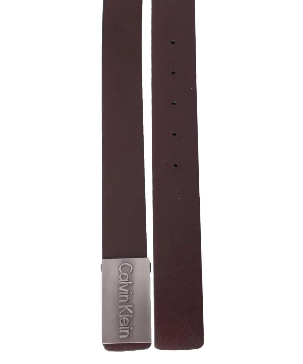 Calvin Klein Men's Crested Brown Leather Belt