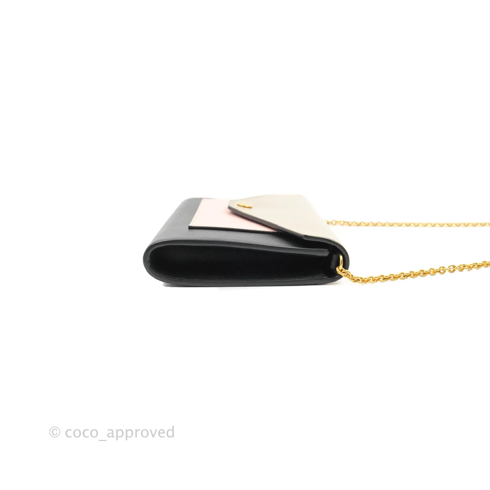 Celine Pocket Envelope Wallet on Chain Beige/Pink/Black