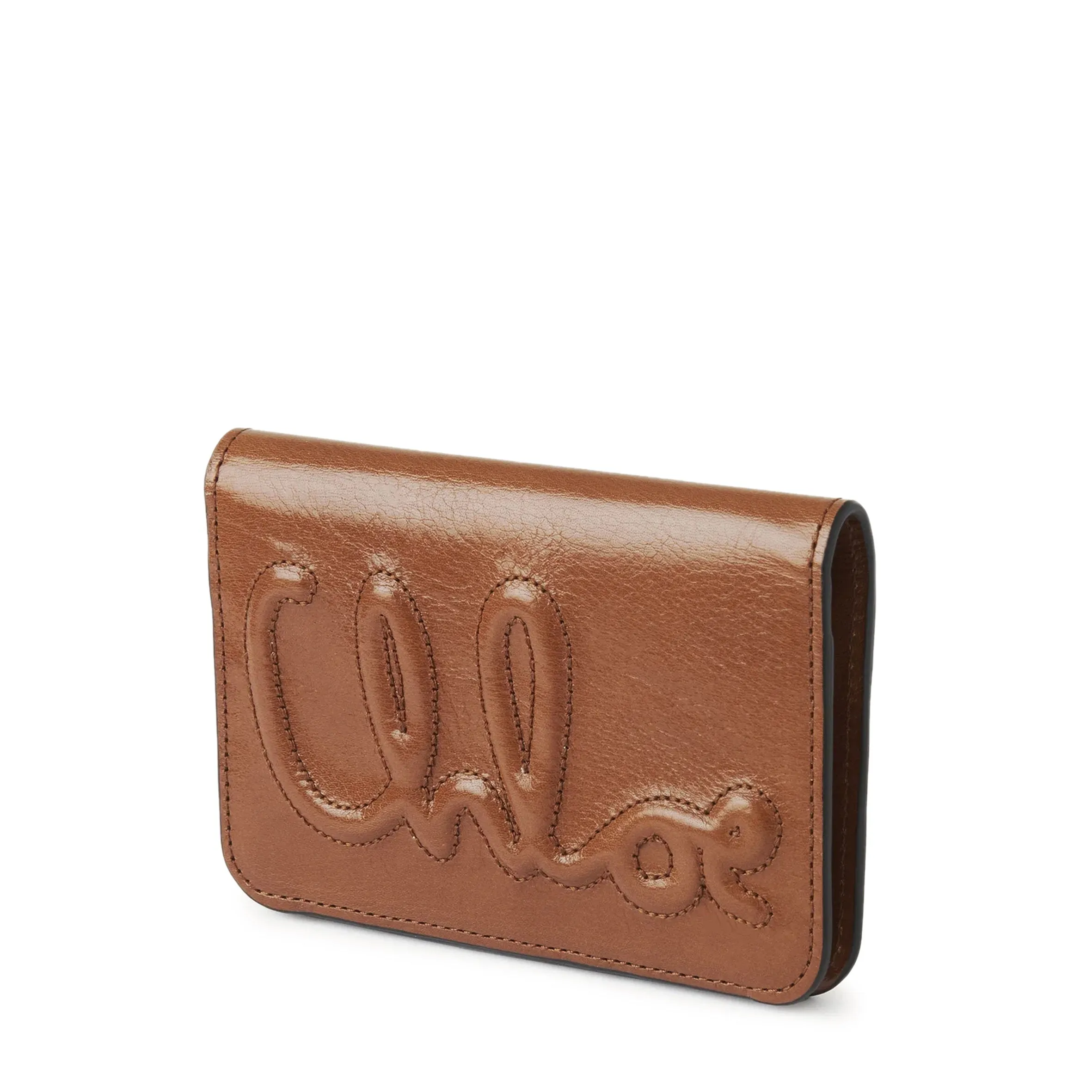 Chloe Logo Compact Flap Wallet, Clay