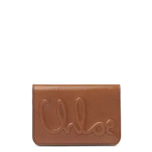 Chloe Logo Compact Flap Wallet, Clay