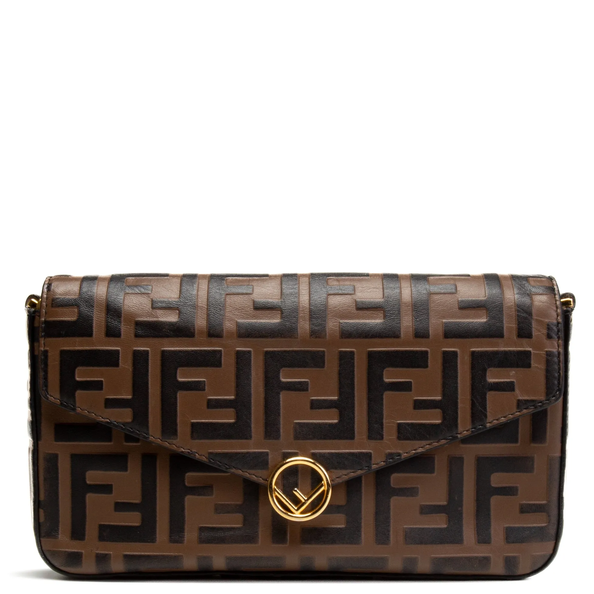 FENDI F Is Fendi Soft Zucca Embossed Wallet On Chain Crossbody OUTLET FINAL SALE