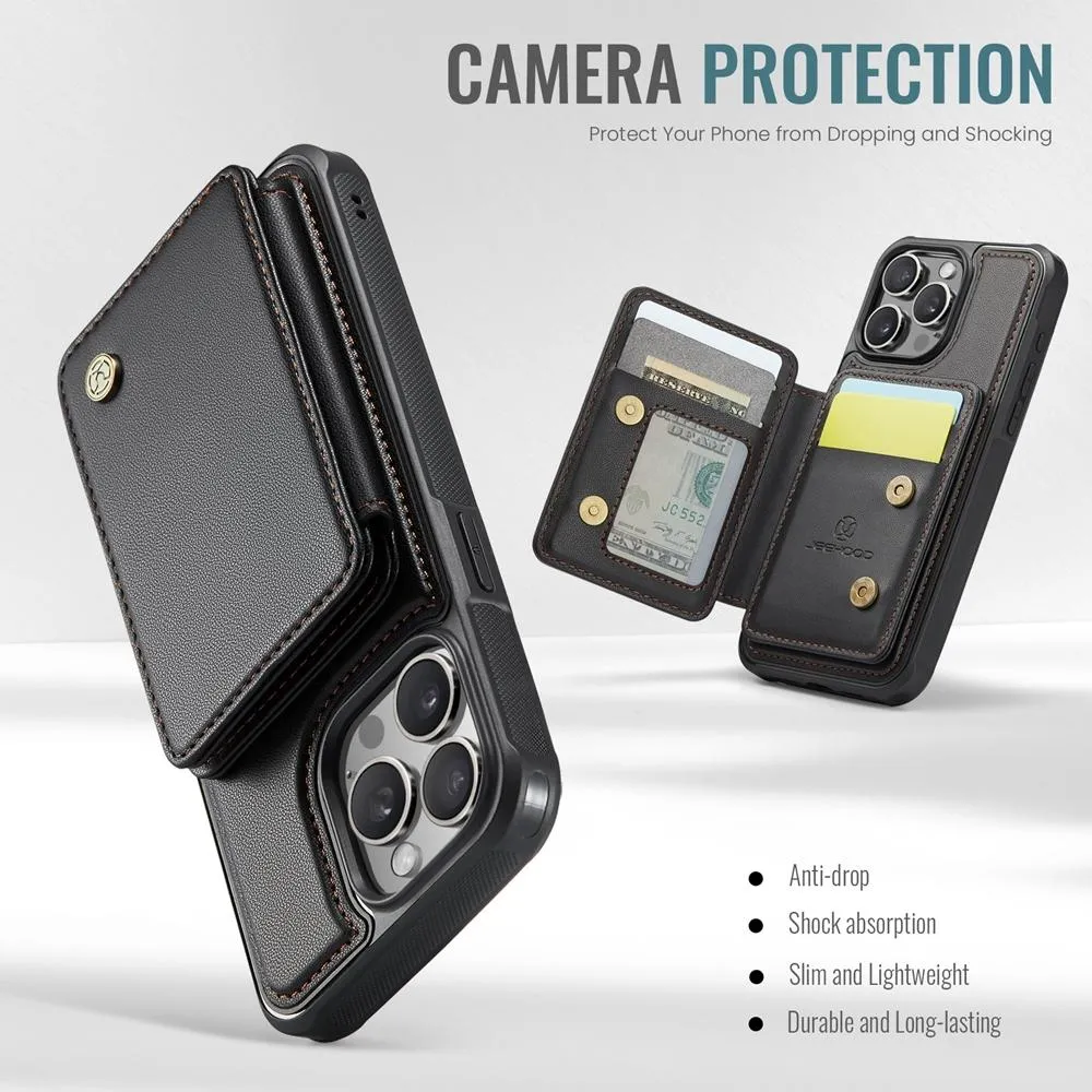For Iphone 15 Business Magnetic Style Rfid Leather Phone Case