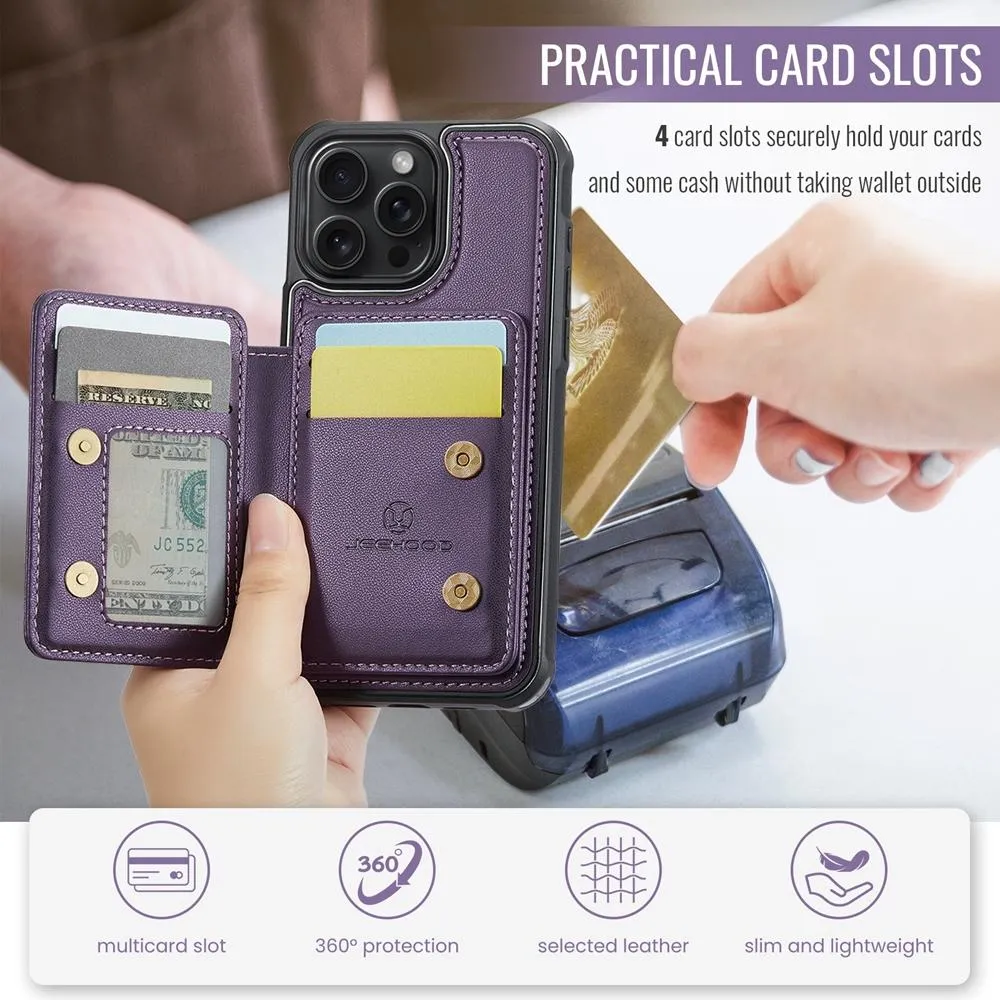 For Iphone 15 Business Magnetic Style Rfid Leather Phone Case