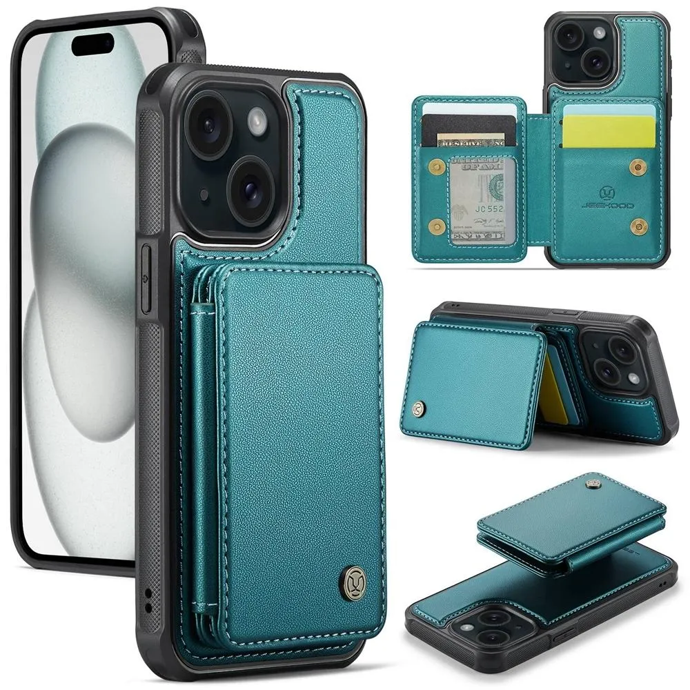 For Iphone 15 Business Magnetic Style Rfid Leather Phone Case