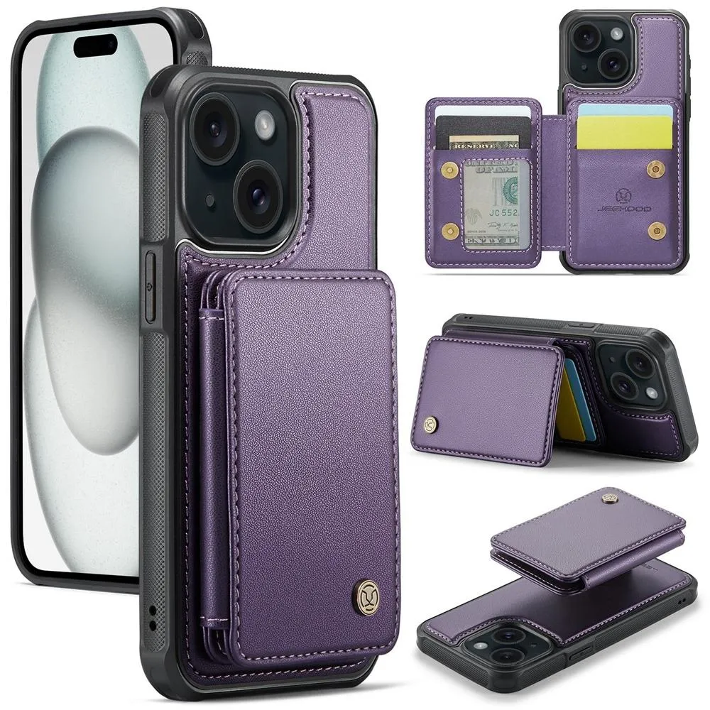For Iphone 15 Business Magnetic Style Rfid Leather Phone Case