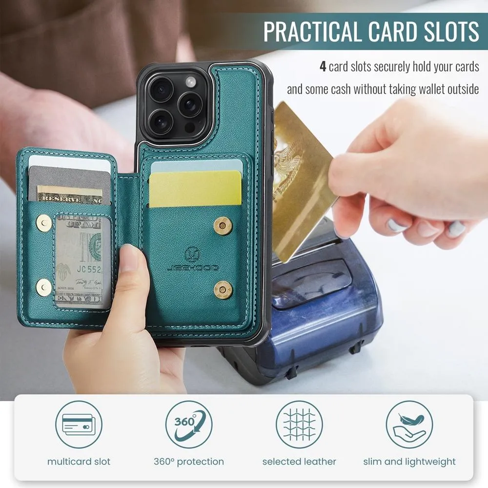 For Iphone 15 Business Magnetic Style Rfid Leather Phone Case