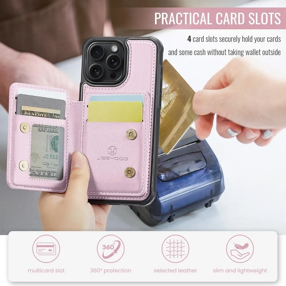 For Iphone 15 Business Magnetic Style Rfid Leather Phone Case