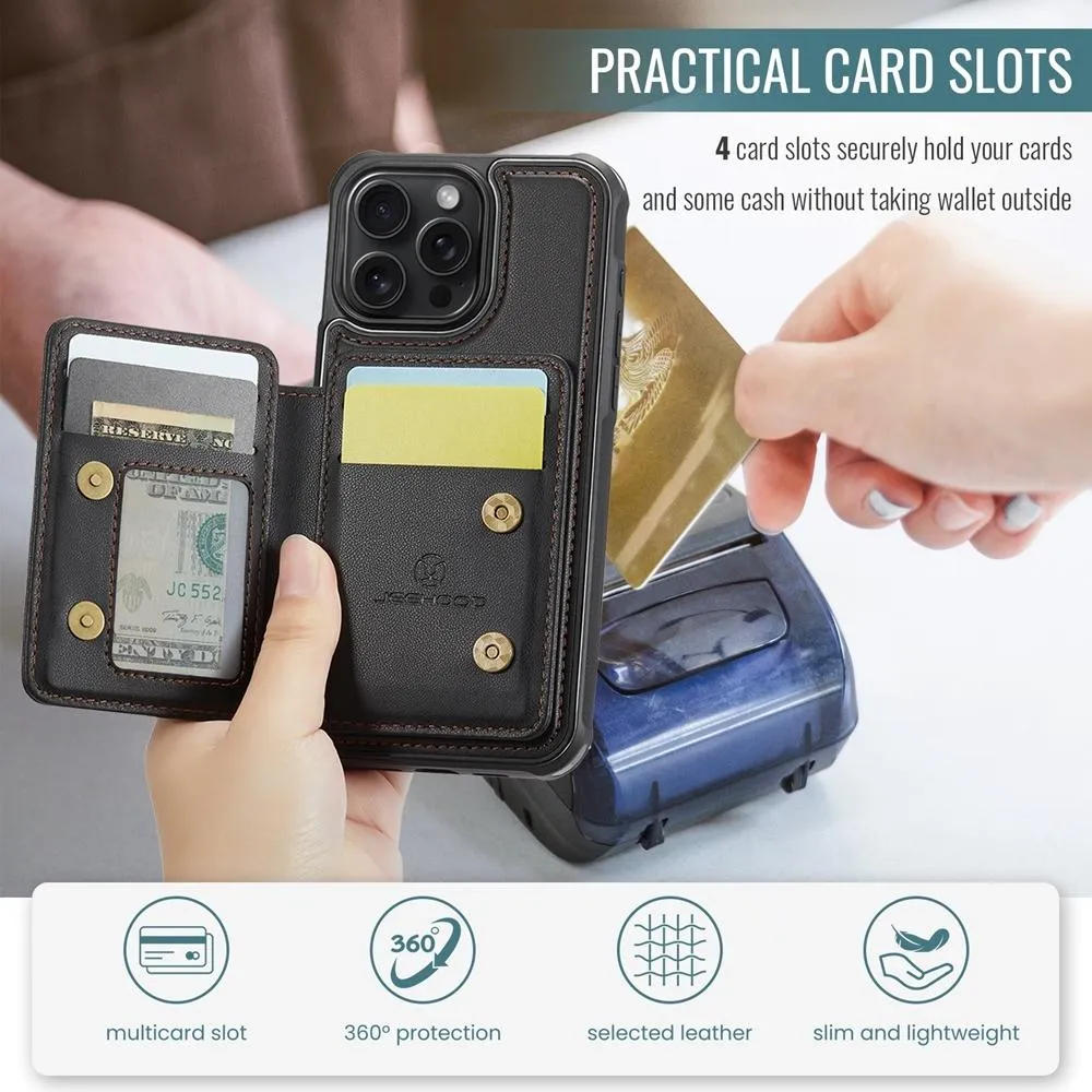 For Iphone 15 Business Magnetic Style Rfid Leather Phone Case