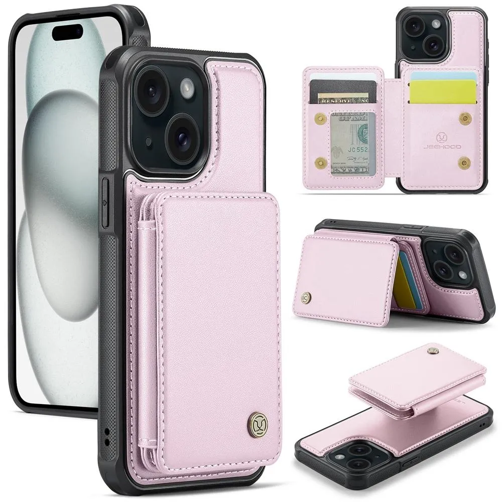 For Iphone 15 Business Magnetic Style Rfid Leather Phone Case