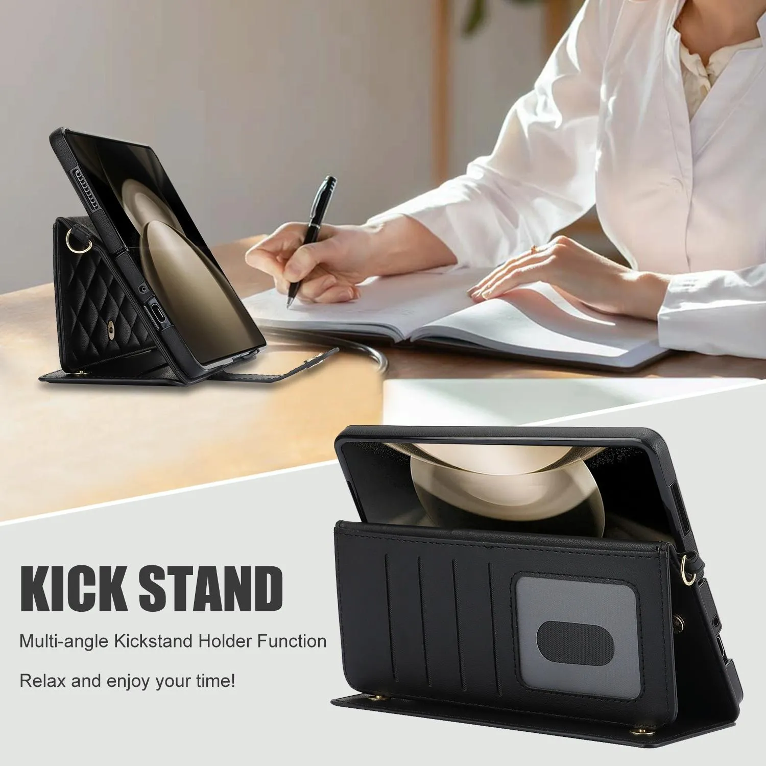 For Samsung Galaxy z Fold4 5G Multifunctional Rhombic Leather Crossbody Phone Case