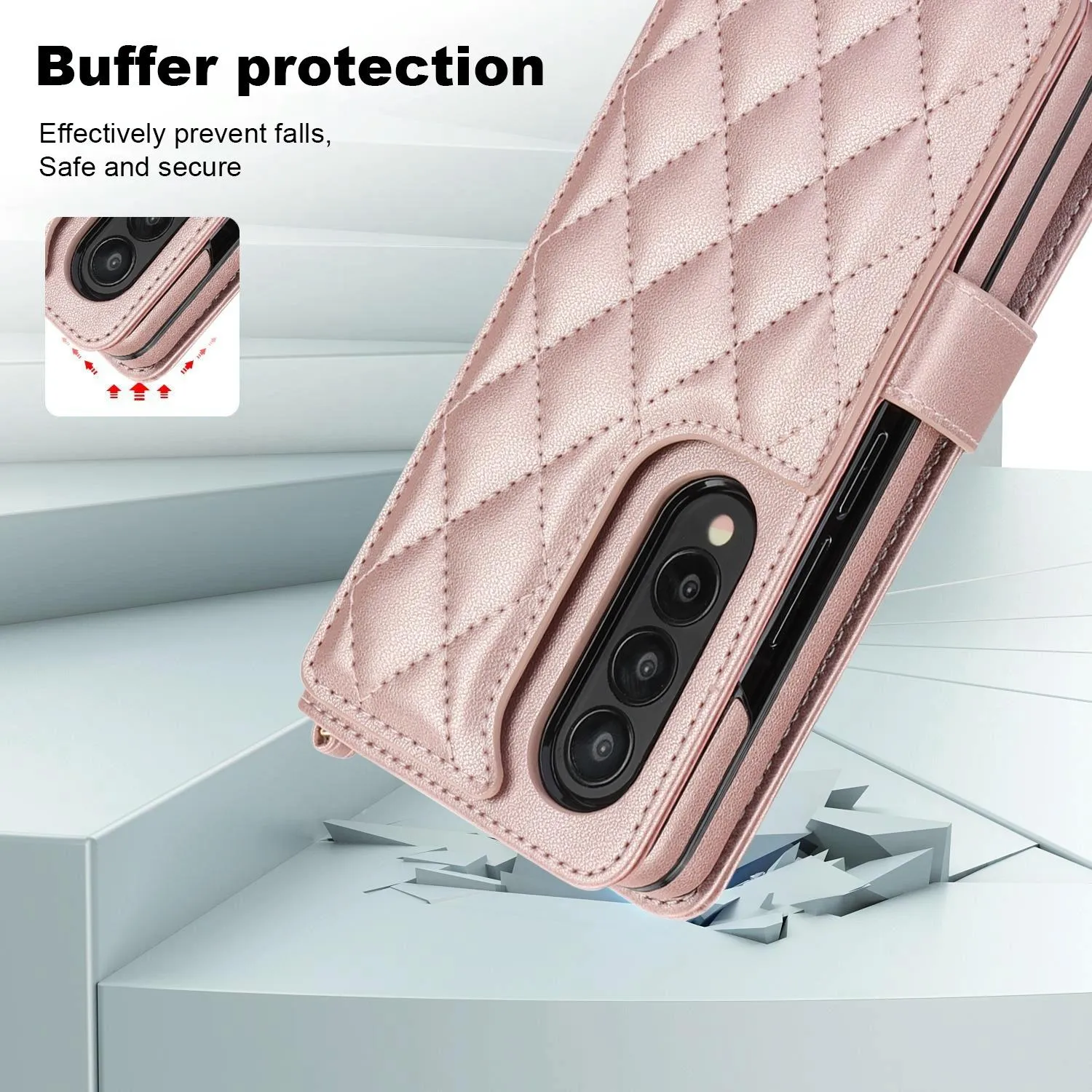 For Samsung Galaxy z Fold4 5G Multifunctional Rhombic Leather Crossbody Phone Case