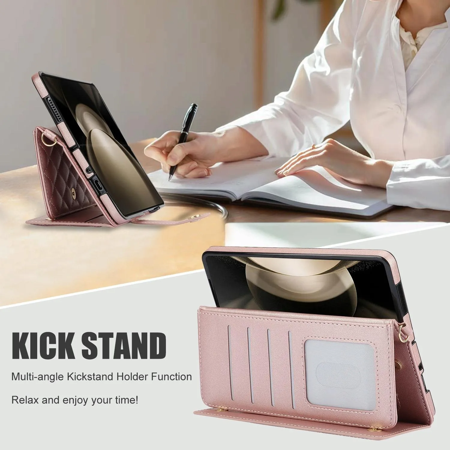 For Samsung Galaxy z Fold4 5G Multifunctional Rhombic Leather Crossbody Phone Case