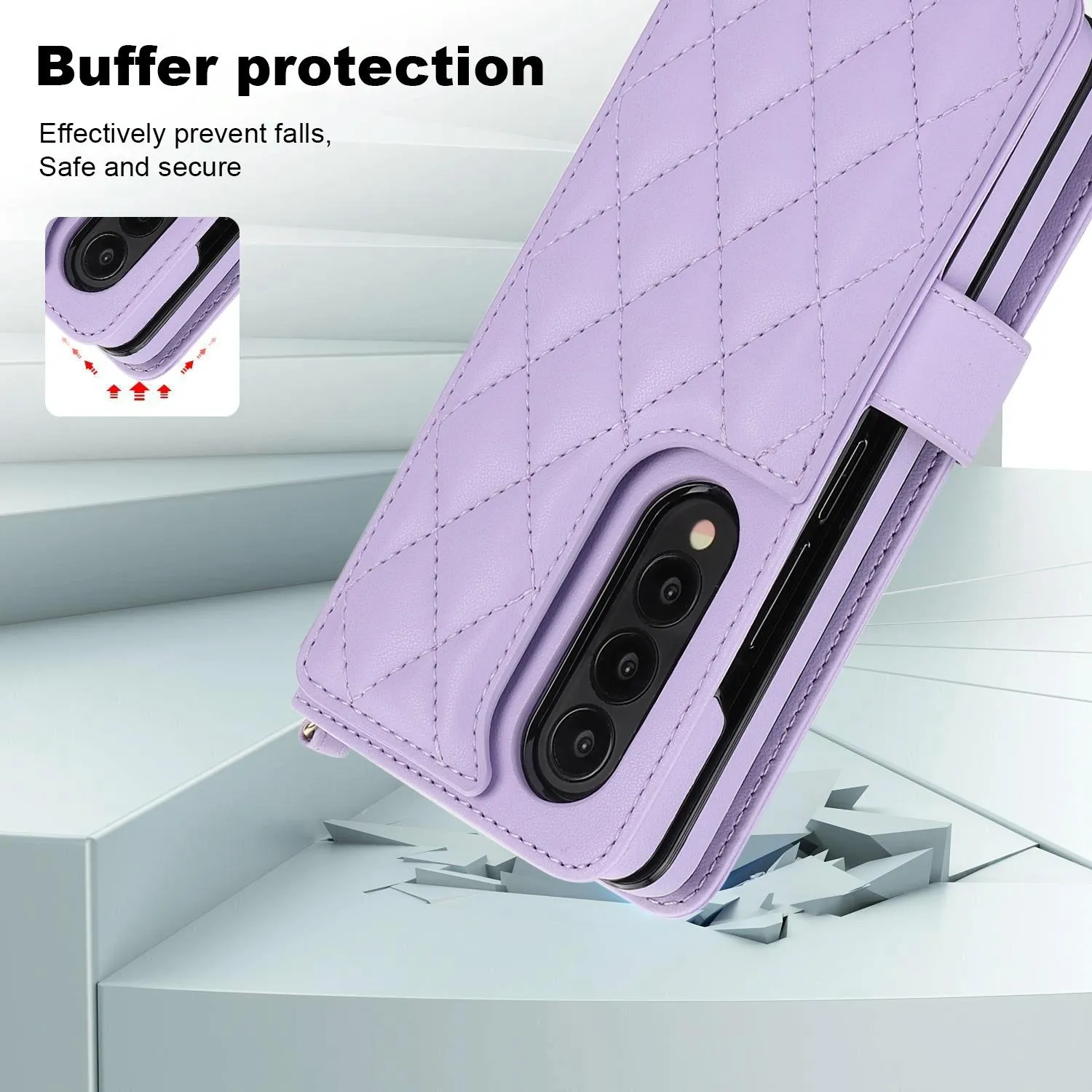 For Samsung Galaxy z Fold4 5G Multifunctional Rhombic Leather Crossbody Phone Case