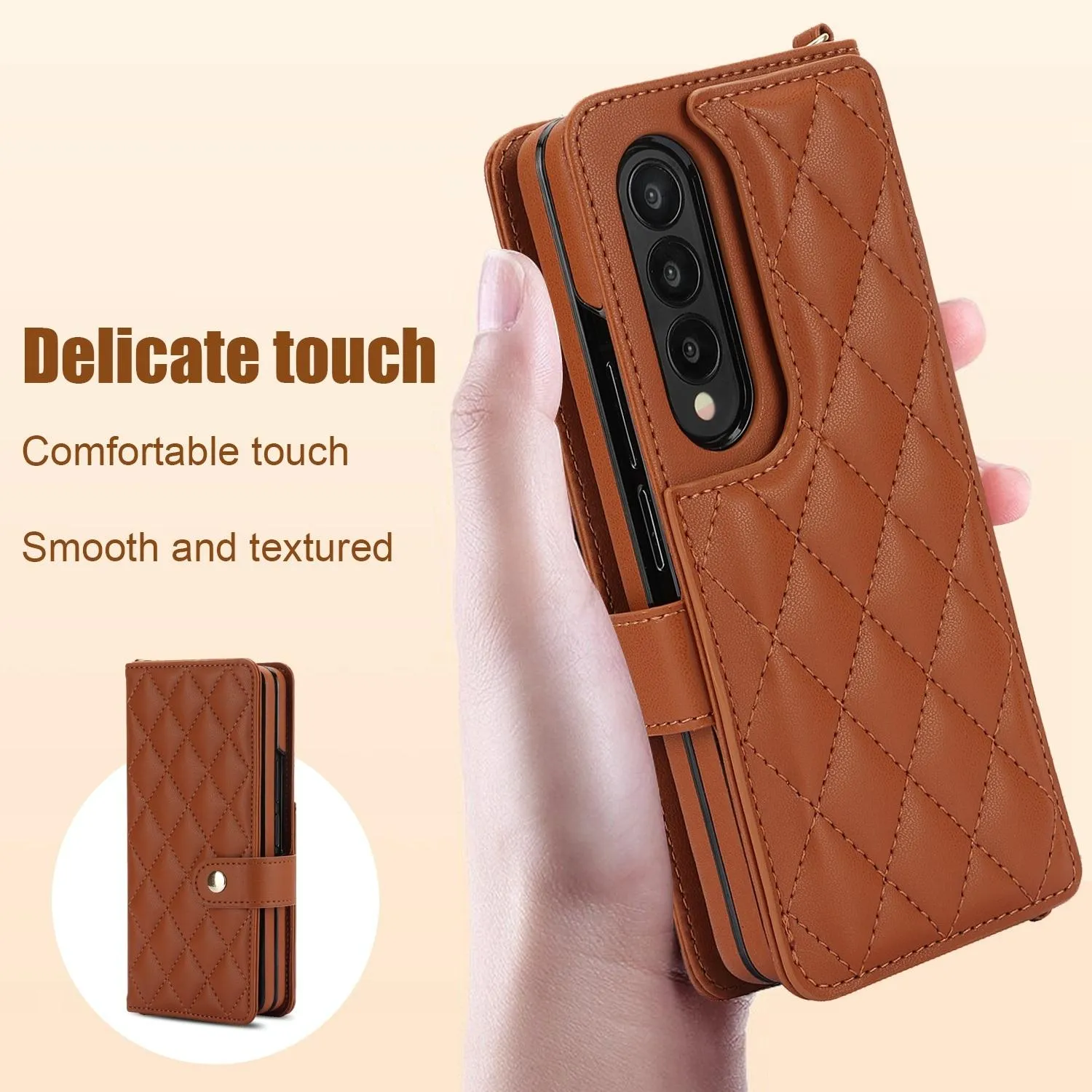 For Samsung Galaxy z Fold4 5G Multifunctional Rhombic Leather Crossbody Phone Case