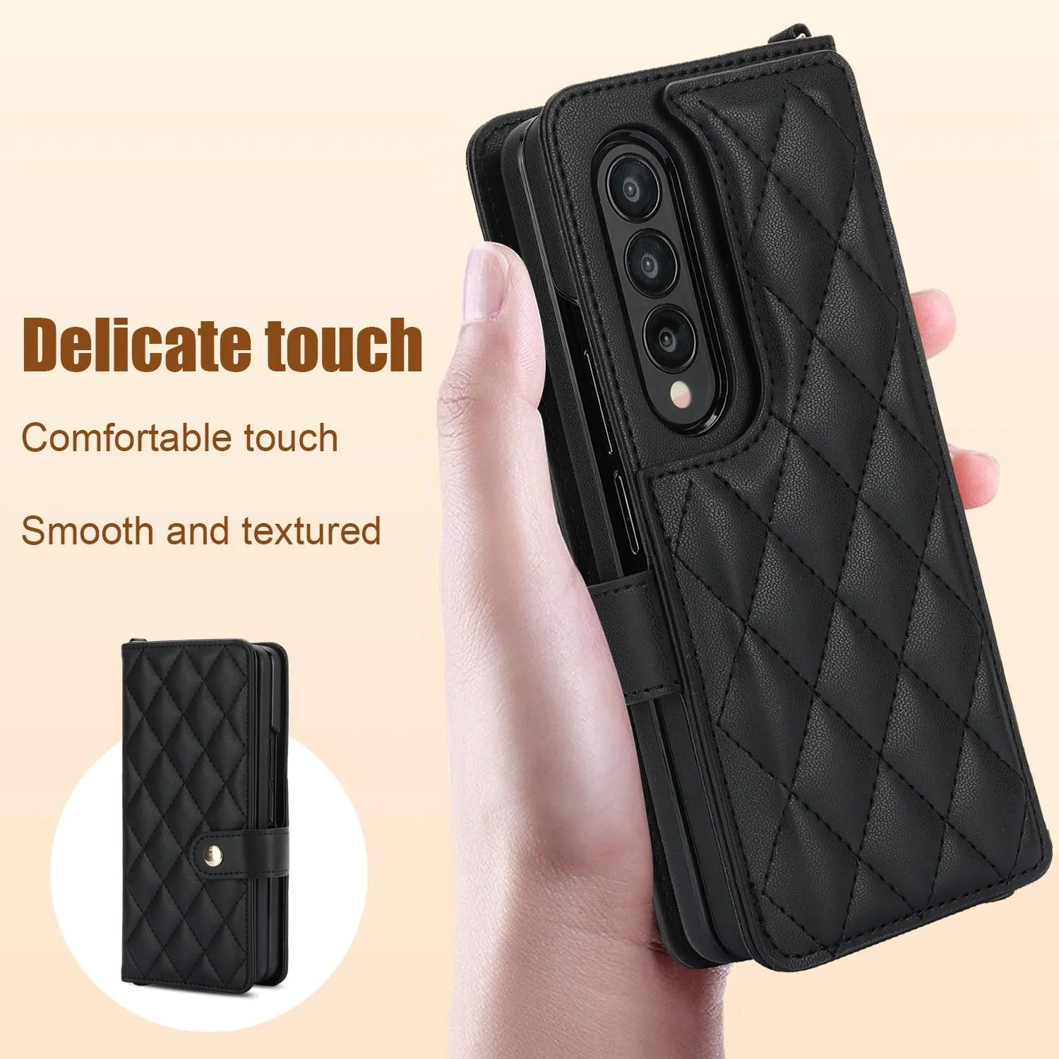 For Samsung Galaxy z Fold4 5G Multifunctional Rhombic Leather Crossbody Phone Case