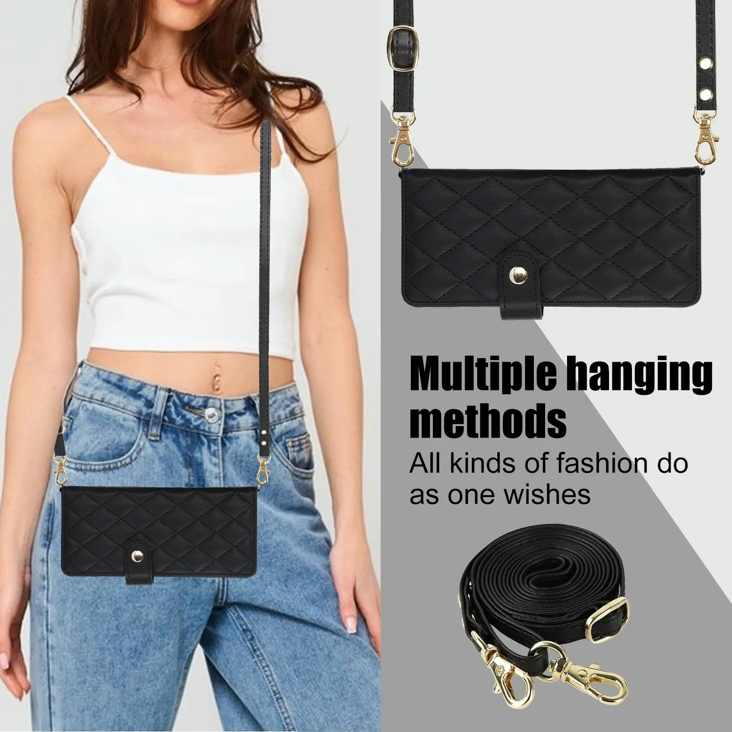 For Samsung Galaxy z Fold4 5G Multifunctional Rhombic Leather Crossbody Phone Case