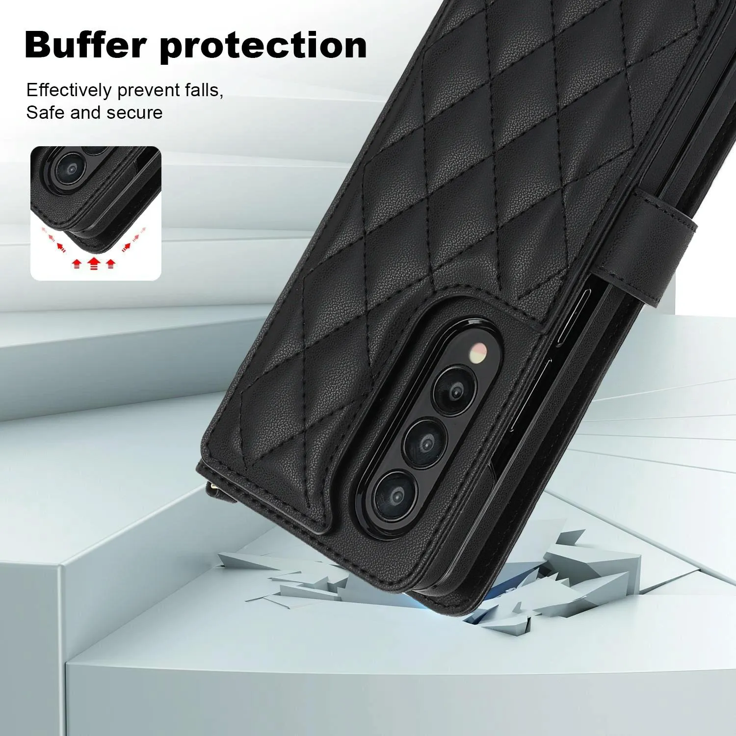For Samsung Galaxy z Fold4 5G Multifunctional Rhombic Leather Crossbody Phone Case