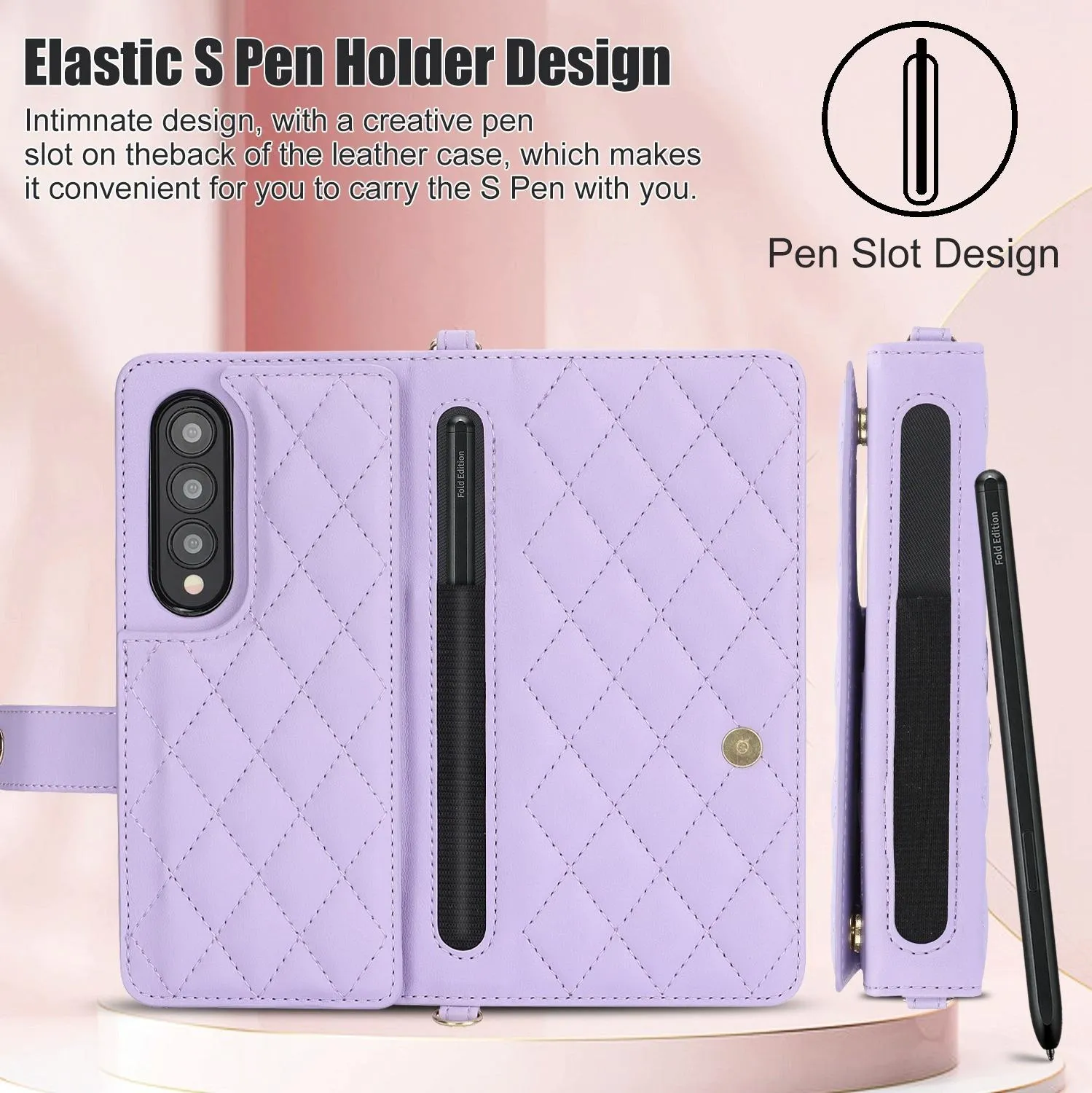 For Samsung Galaxy z Fold4 5G Multifunctional Rhombic Leather Crossbody Phone Case