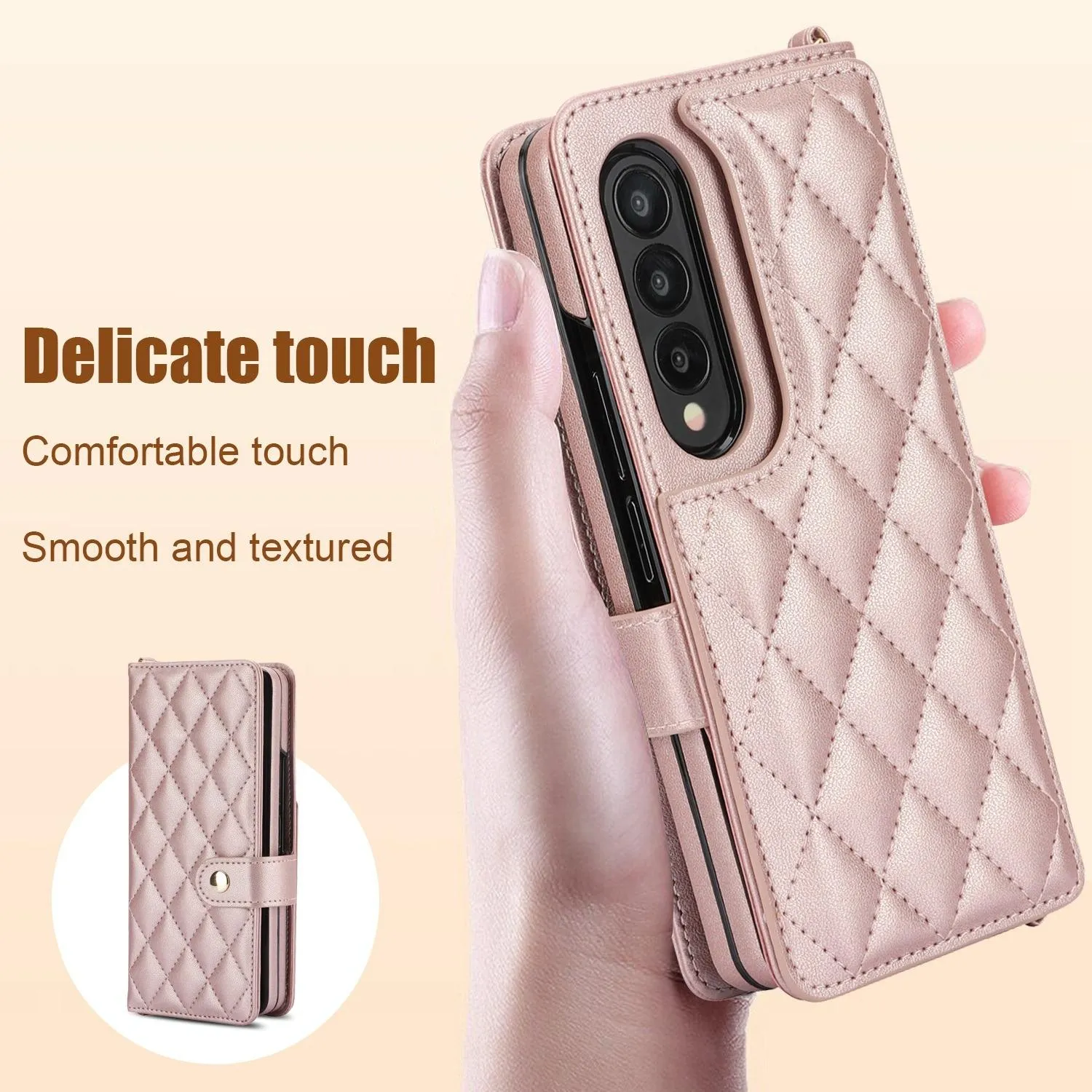 For Samsung Galaxy z Fold4 5G Multifunctional Rhombic Leather Crossbody Phone Case