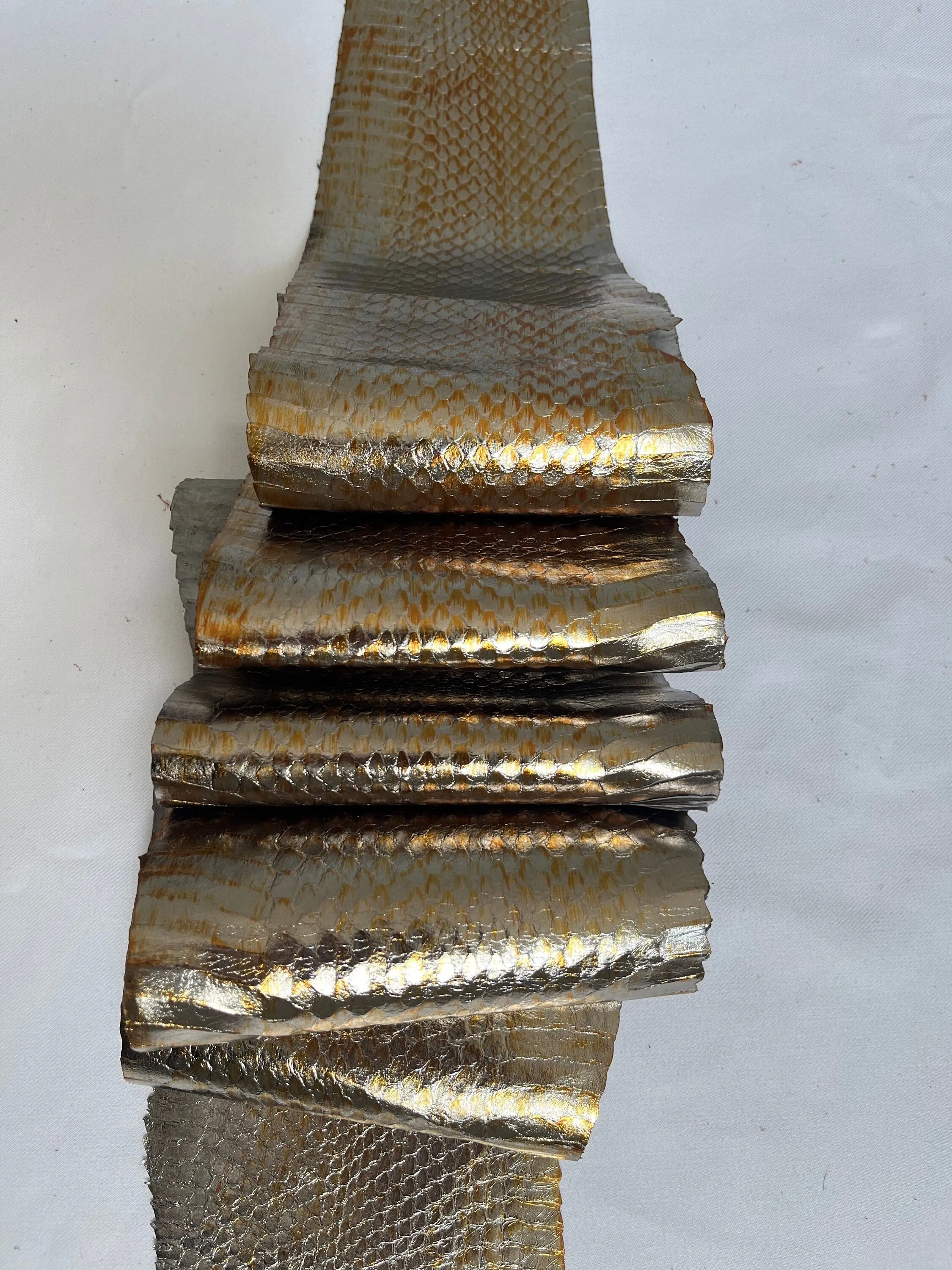 Genuine snake leather hide, thin and glossy color silver brown, thickness 0,3mm(1 oz)