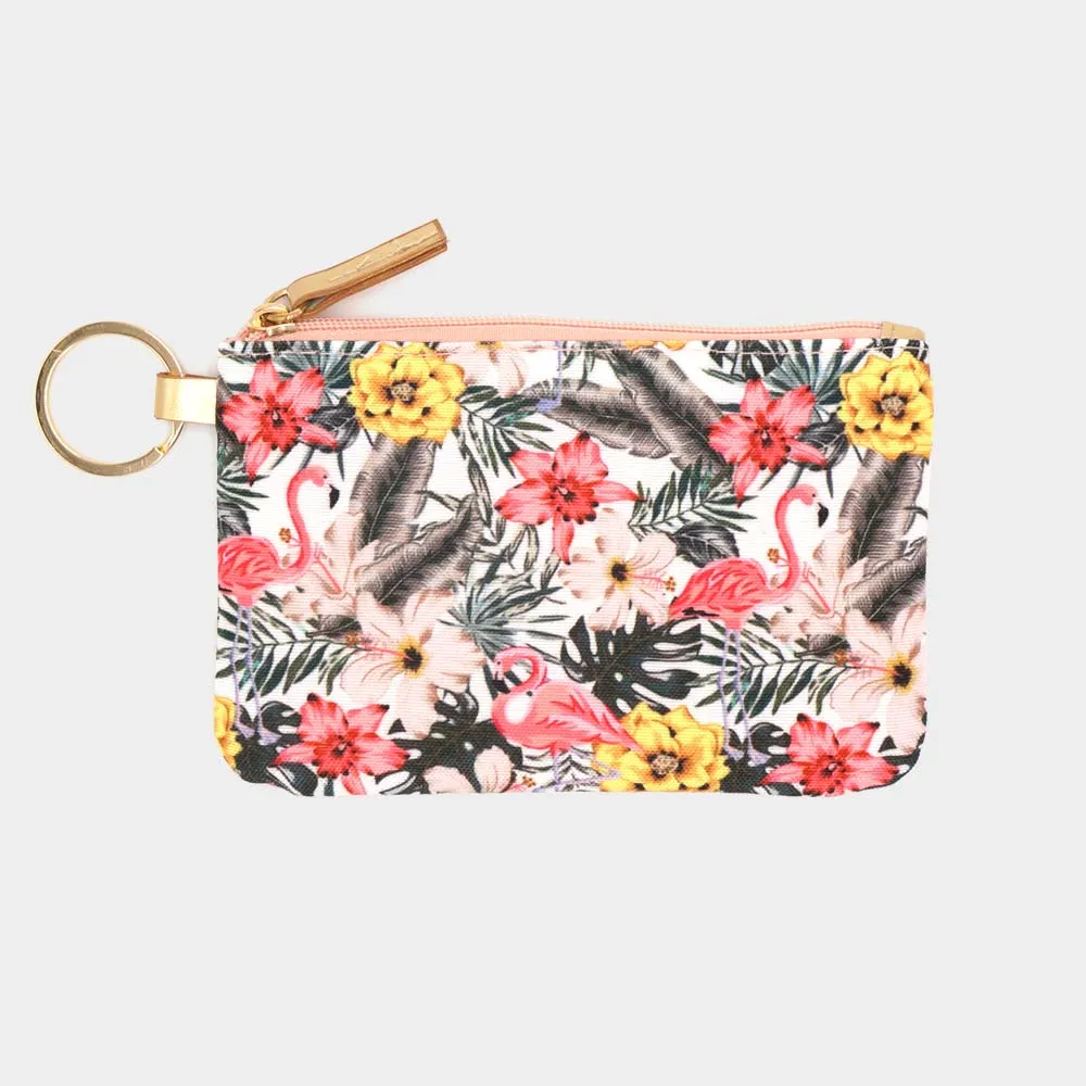 iLLASPARKZ Flamingo Flower Patterned ID Wallet Detachable Lanyard