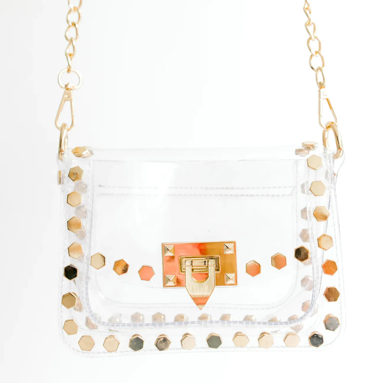 Jackie Hexagon Clear Bag-Gold