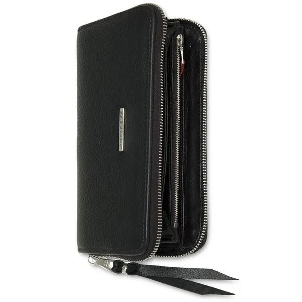 Large Zipper Wallet in Black Alligator Tail Leather