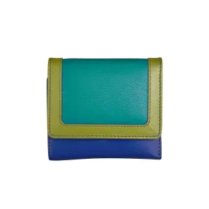 Leather Color Block Tri-Fold Wallet Palm Beach