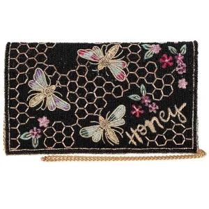 Mary Frances Honey Bee Beaded Crossbody Clutch Handbag