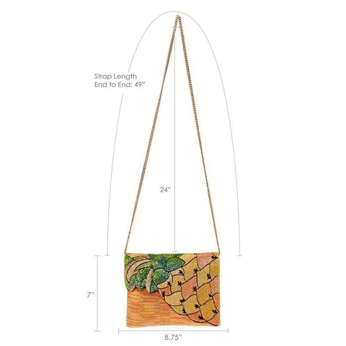 Mary Frances Tropical Pineapple Grove Beaded Crossbody Clutch Handbag