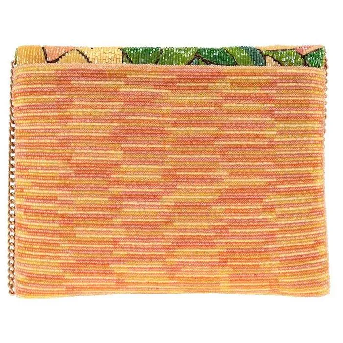 Mary Frances Tropical Pineapple Grove Beaded Crossbody Clutch Handbag