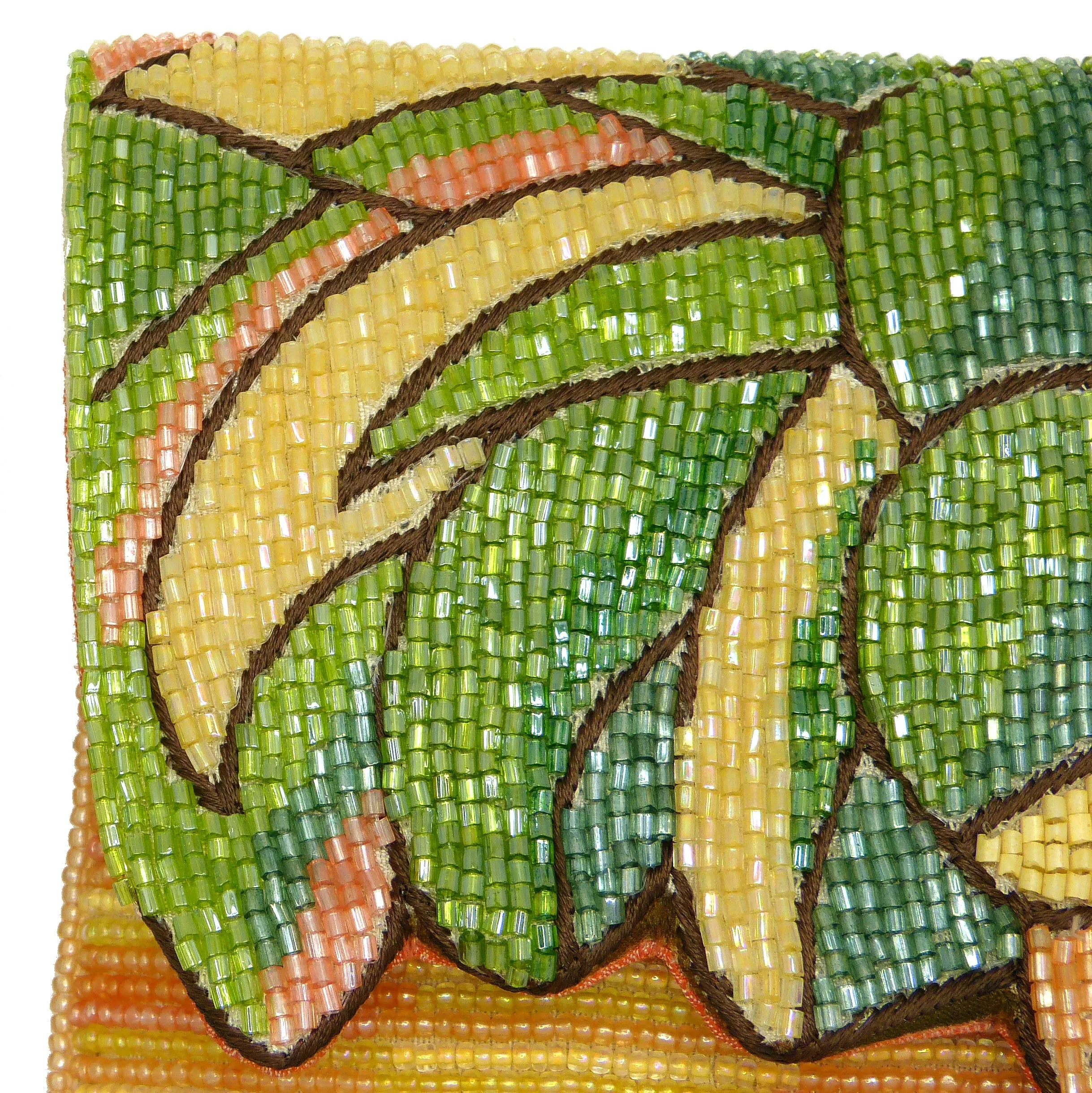Mary Frances Tropical Pineapple Grove Beaded Crossbody Clutch Handbag