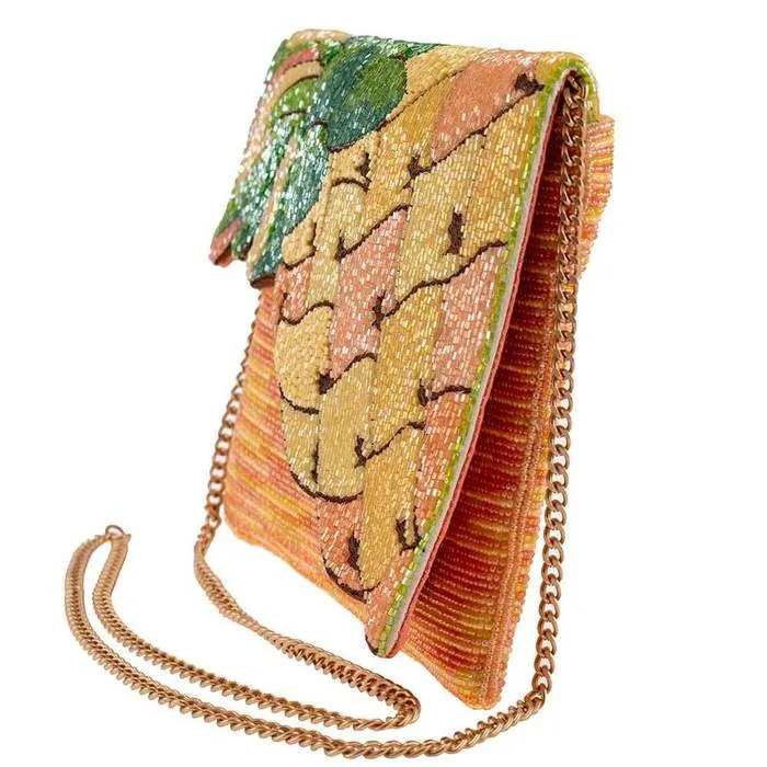 Mary Frances Tropical Pineapple Grove Beaded Crossbody Clutch Handbag