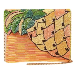Mary Frances Tropical Pineapple Grove Beaded Crossbody Clutch Handbag