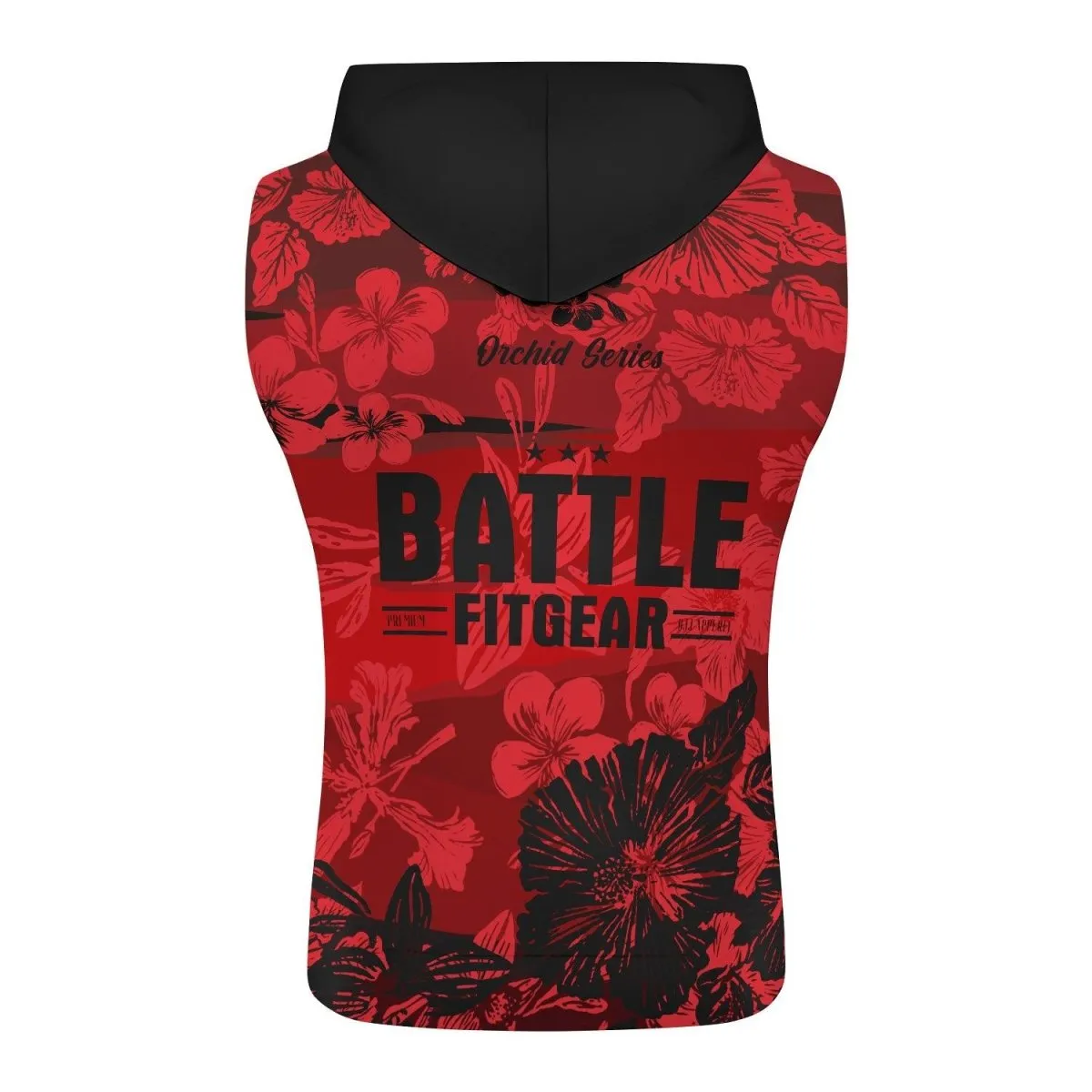 Orchid Series Floral Red Heart Pattern Sleeveless Pullover & Zip Hoodie