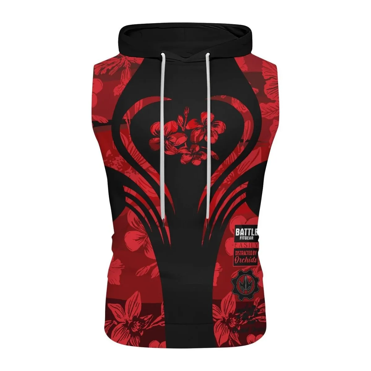 Orchid Series Floral Red Heart Pattern Sleeveless Pullover & Zip Hoodie