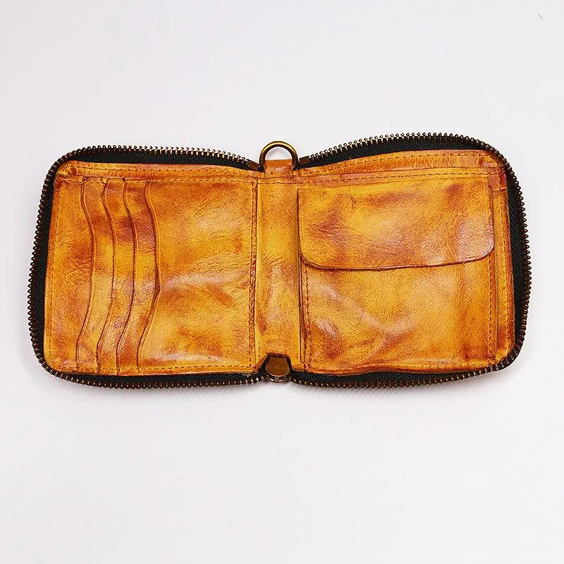 Retro Leather Zipper Wallet