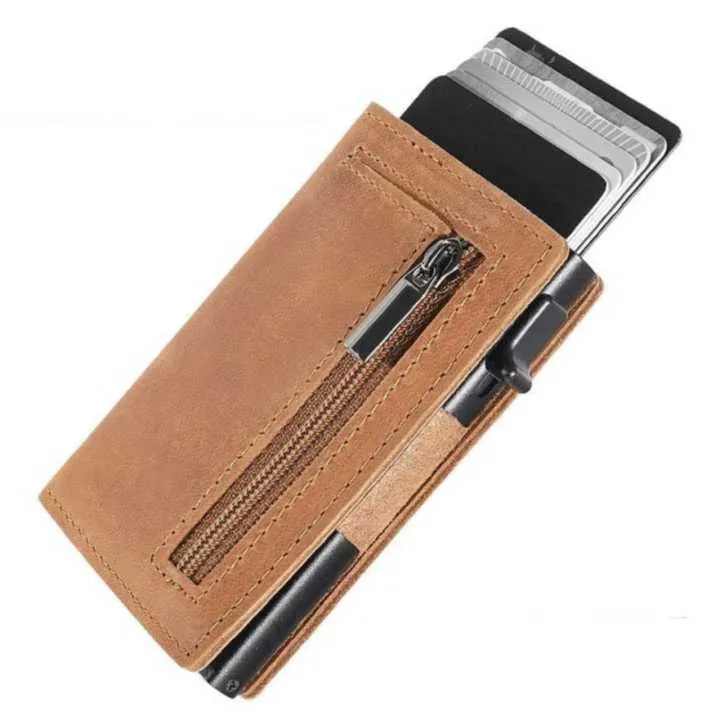RFID مصمم جلد الألومنيوم . Custom Slim RFID Blocking Designer